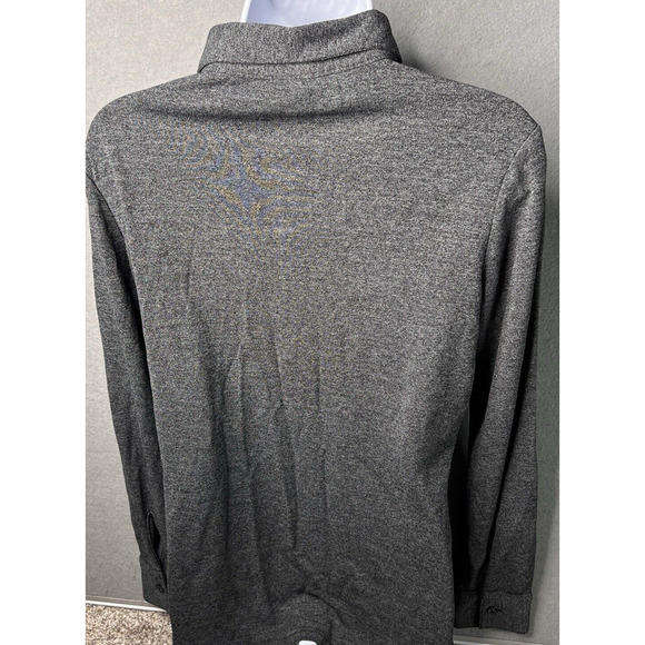 Express Stretch Button Front Shirt Top LARGE Heathered Gray Collared Long Sleeve - Picture 5 of 8